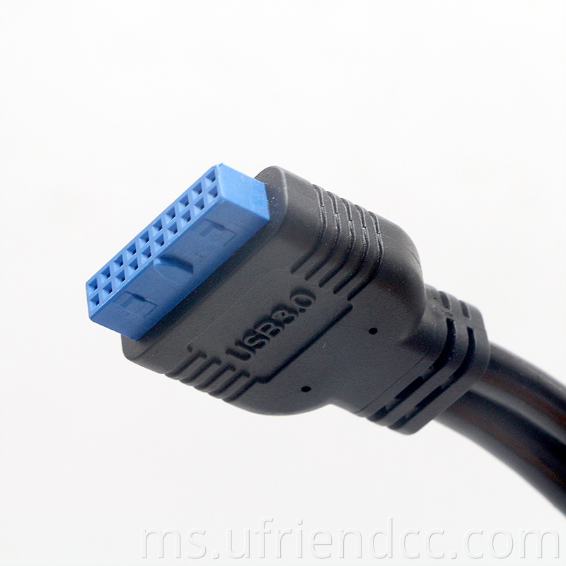 Berkualiti tinggi 20 pin 2 pelabuhan Mainboard Extension Cable USB 3.0 Panel depan Kabel Kabel USB3.0 hingga 20pin/19pin menggabungkan wayar